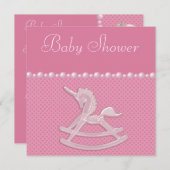 Baby Shower Rocking Horn Unicorn, Perlen & Herz Einladung (Vorne/Hinten)