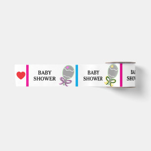 Baby Shower Rosa Blau Gelb Rasseln Satinband
