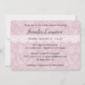 BABY SHOWER Rosa Blume mit Spitzen und Damask A06Z Einladung (Rückseite)
