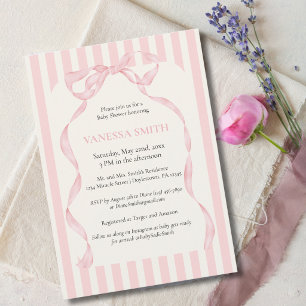 Baby Shower Rosa Bogen Streifen Baby Mädchen Moder Einladung