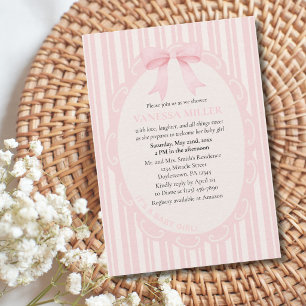 Baby Shower Rosa Bogen Streifen Baby Mädchen Süß M Einladung