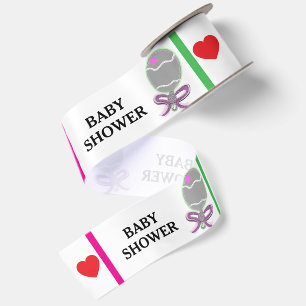 Baby Shower Rosa Rasseln Satinband