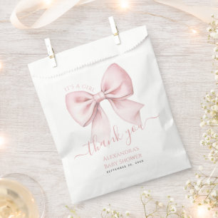 Baby-Shower Rosa Schleife Es ist ein Mädchen Danke Geschenktütchen