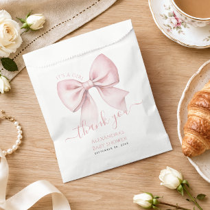 Baby-Shower Rosa Schleife Es ist ein Mädchen Danke Geschenktütchen
