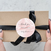 Baby Shower Rosa Seidenseide Name Vielen Dank Runder Aufkleber