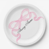Baby-Shower-Rosaband anpassen Pappteller (Vorderseite)
