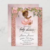 Baby Shower Rose Gold African American Einladung (Vorne/Hinten)