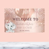 Baby Shower Rose Gold Glitzer Elefantenmädchen Banner