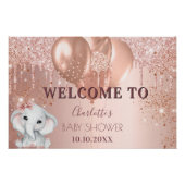 Baby Shower Rose Gold Glitzer Elefantenmädchen Poster (Vorderseite)