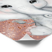 Baby Shower Rose Gold Glitzer Elefantenmädchen Poster (Ecke)