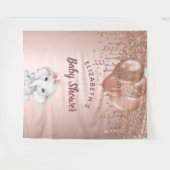 Baby Shower Rose Gold Glitzer Elefantenmädchen Wandteppich (Vorderseite (Horizontal))