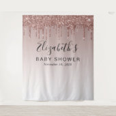 Baby Shower Rose Gold Glitzer Foto Hintergrund Wandteppich (Vorderseite)