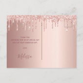 Baby Shower Rose Gold Glitzer Tropfen Storch viele Postkarte (Rückseite)