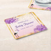 Baby Shower Rose Gold lila Blumenstoren Rechteckiger Pappuntersetzer (angewinkelt)