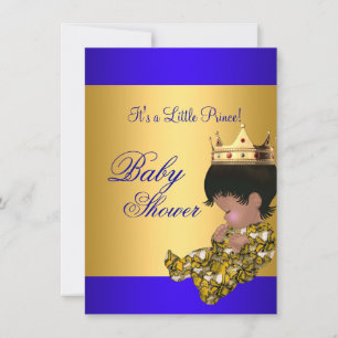 Baby Shower Royal Blau Gold Junge Kronprinz Einladung