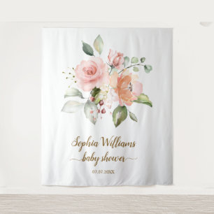 Baby Shower Rückwand - Rosen in Blush-Pink Wandteppich