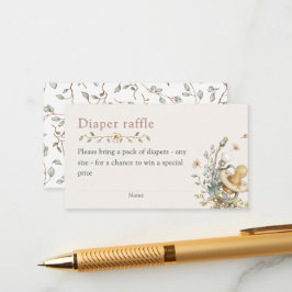 Baby Shower Rustic Botanical Diaper Raffle Begleitkarte