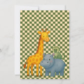 Baby Shower Safari Editable Chess Pattern León Einladung (Rückseite)