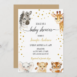 Baby Shower Safari Jungle Baby Tiere Einladung