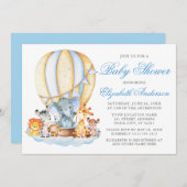 Baby Shower Safari Tiere Luftballon Wolken Einladung (Vorne/Hinten)