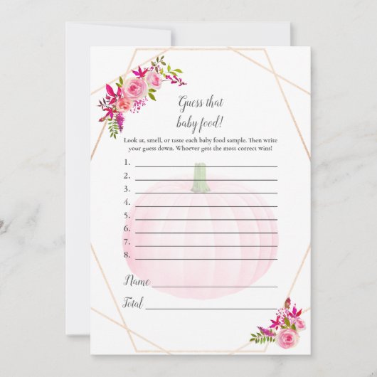 Baby Shower schätzt, dass Baby Food Game Pumpkin Einladung (Vorderseite)