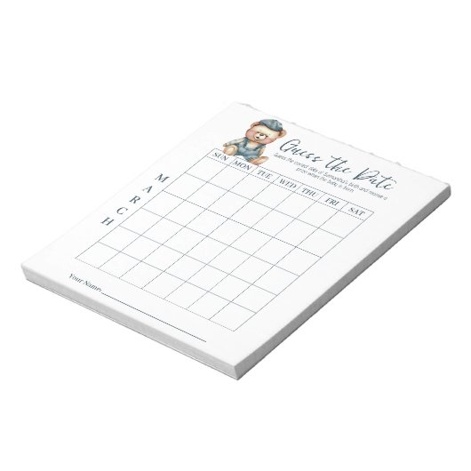 Baby Shower schätzt den Date Game Activity Notepad Notizblock (Rotiert)