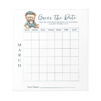 Baby Shower schätzt den Date Game Activity Notepad Notizblock