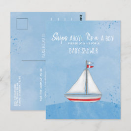 Baby Shower Schiff Ahoy Es ist ein Boy Simple Naut Postkarte