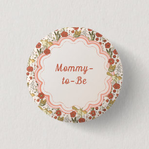 Baby Shower   Schmetterlinge & Blüten Poetische Bl Button
