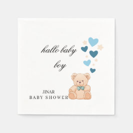 Baby-Shower-Servietten – Hallo Baby Boy Teddy Desi Serviette