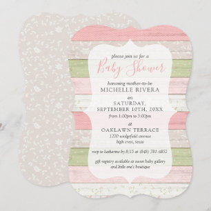Baby Shower Shabby Pink & Sage Grün Rustikales Hol Einladung