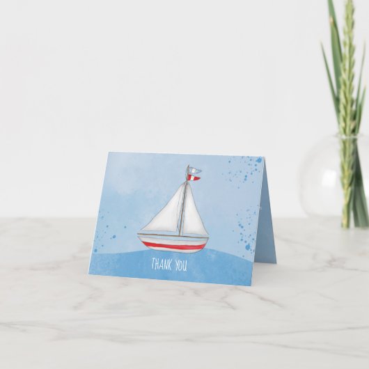 Baby Shower Ship Ahoy Es ist ein Junge Niedlich Vi Dankeskarte (Vorderseite)