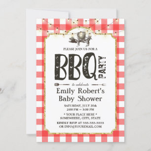 Baby Shower Sommer-Schweinebraten BBQ-Party Einladung