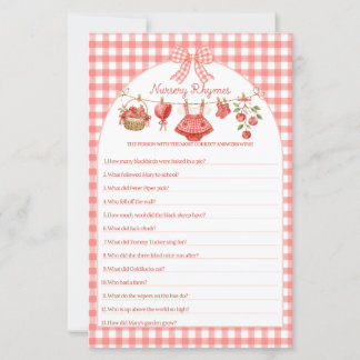 Baby Shower Spiel 'Augapfel' mit rotem Gingham-Des