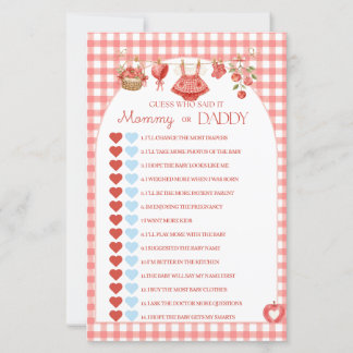 Baby Shower Spiel 'Augapfel' mit rotem Gingham-Des
