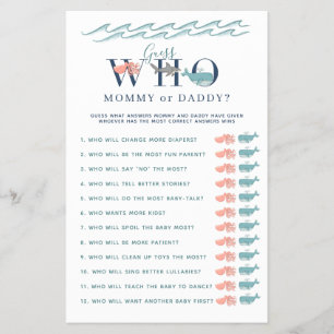 Baby Shower Spiel 'Mama oder Papa' Unter dem Meer Flyer