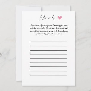 Baby-Shower-Spiel - Wer bin ich? Einladung