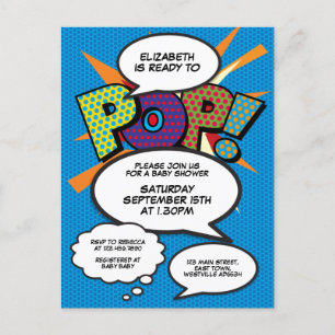 Baby Shower Sprinkle Foto Modern Lustig Comic Blau Einladungspostkarte