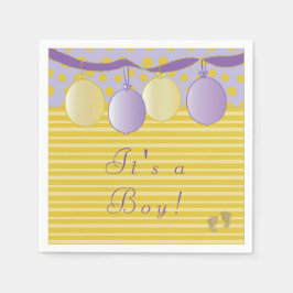 Baby Shower Standard Napkin "Baby Gold Footprints" Serviette