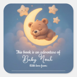 Baby Shower Sticker – Teddy Bear on the Moon