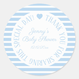 Baby Shower Stickers Boy Blue Favor Heart