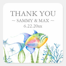 Baby Shower Stickers Colorful Watercolor Fish