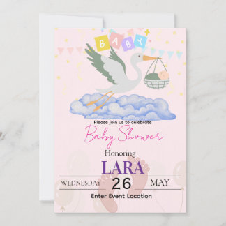 Baby-Shower-Storch-Karte Einladung