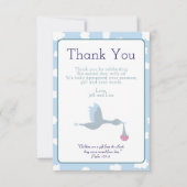 Baby Shower Stork Blue Sky Wolken und Bible Verse Dankeskarte (Vorderseite)