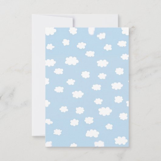 Baby Shower Stork Blue Sky Wolken und Bible Verse Dankeskarte (Rückseite)