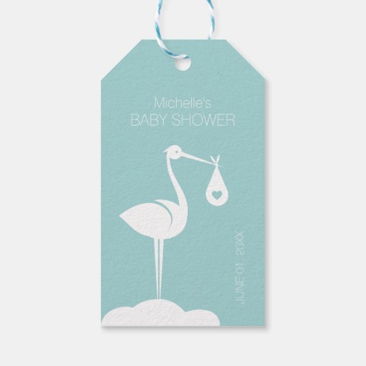 Baby Shower Stork Delivery (Junge) Geschenkanhänger (Rückseite)