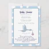 Baby Shower Stork Einladung Blue Sky Bible Verse (Vorderseite)
