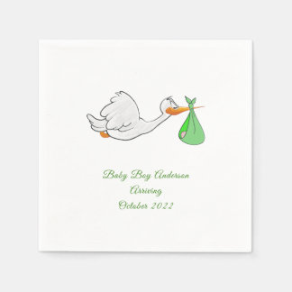 Baby Shower Stork Green Bundle Napkins Serviette