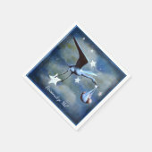 Baby Shower Stork & Newborn Blue Boy Personalisier Serviette (Ecke)