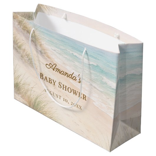 Baby-Shower Strand Küste Große Geschenktüte (Rückseite Schrägansicht)